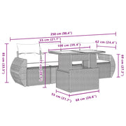 Set Divano da Giardino 5 pz con Cuscini Beige in Polyrattan