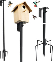 Set di montaggio per nidi di uccelli, nido alimentatore esterno regolabile 193 cm, set di supporto universale per giardino con 5 chiodi in nero