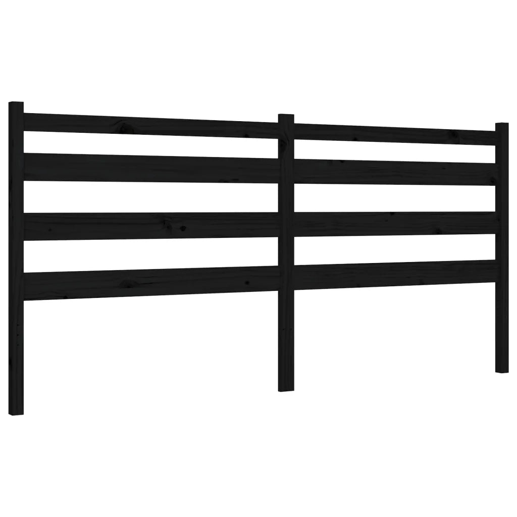 Giroletto con Testiera Nero 200x200 cm in Legno Massello 3192060