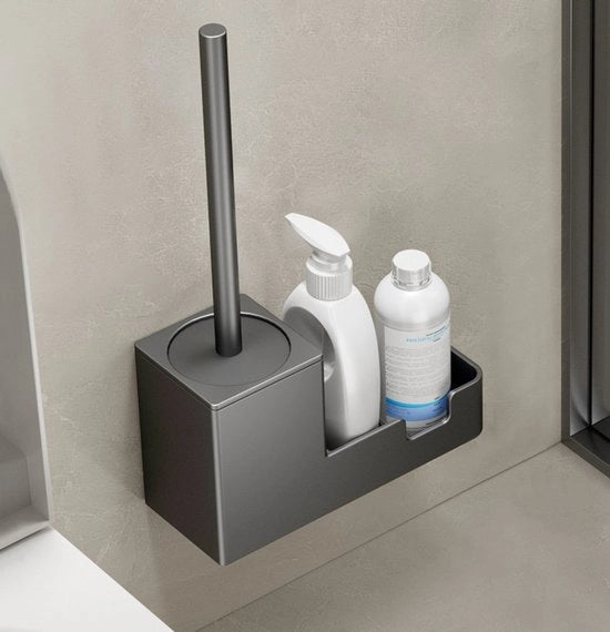 Set di spazzole per bagno senza punta per la pulizia della toilette con supporto per spazzola da parete 

Dimensioni: 21,6x8,2x35,2cm
