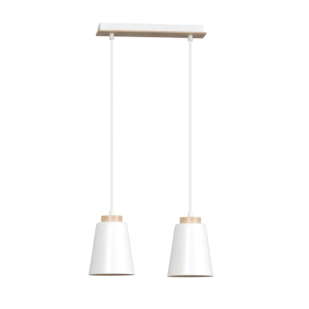 Lampada a sospensione Emibig Bolero 2xE27 bianca legno
