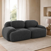 Divano angolare modulare senza telaio 208x103x70 cm in tessuto a coste grigio