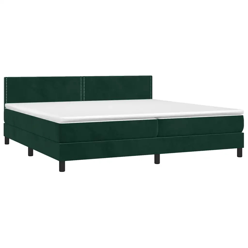 Giroletto a Molle con Materasso Verde Scuro 200x200 cm Velluto 3141266
