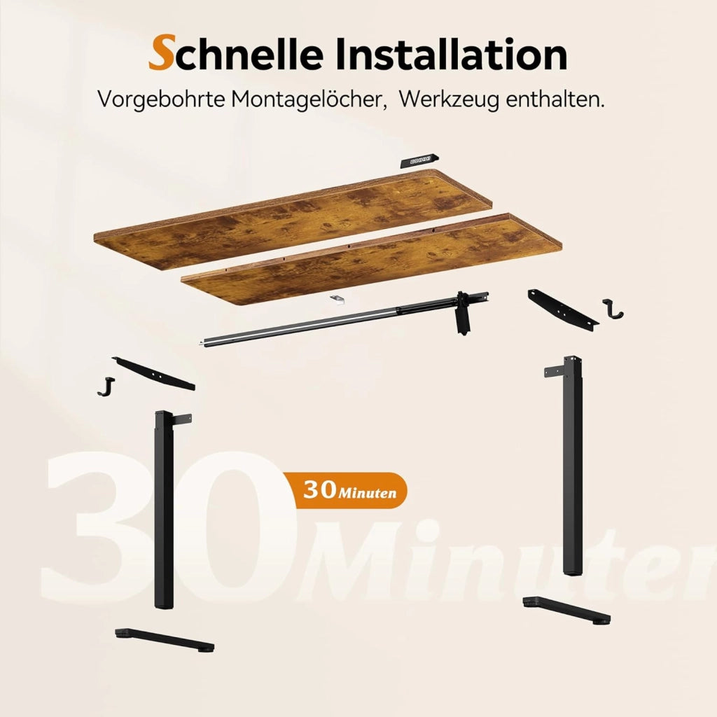 Scrivania Regolabile in Altezza 100x60 cm ¨C zephmum ¨C Legno Rovere Marrone