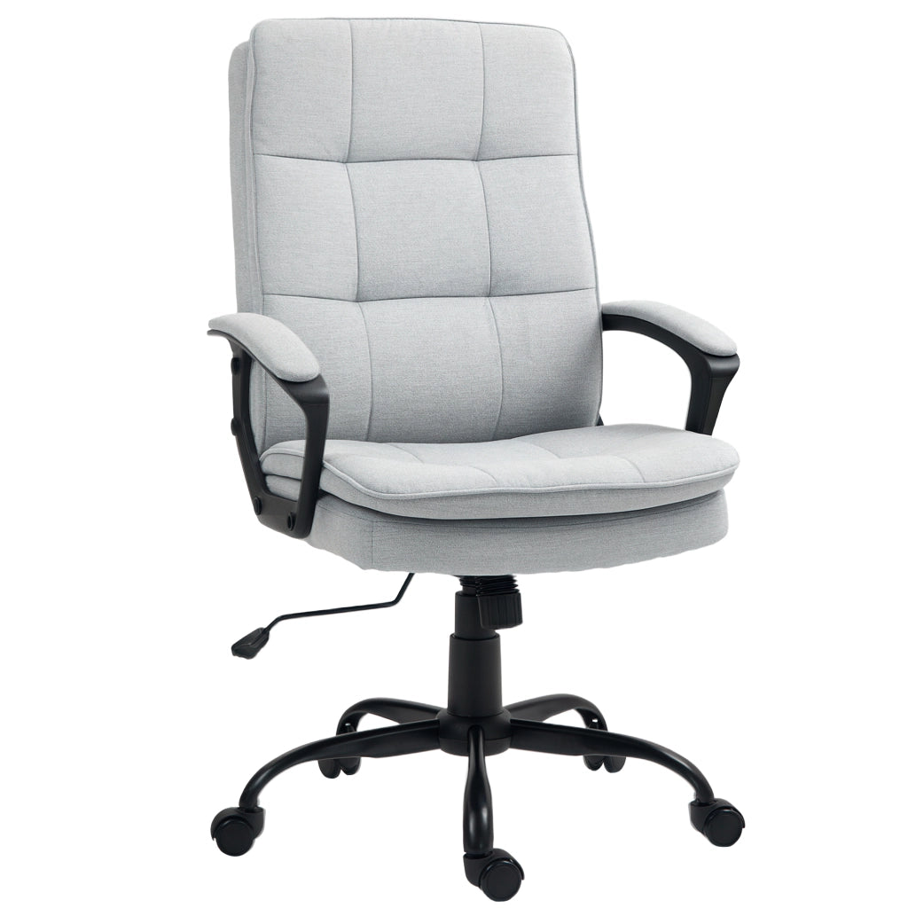 Sedia da Ufficio Ergonomica con Schienale Alto, Altezza Regolabile e Dondolo, Grigio