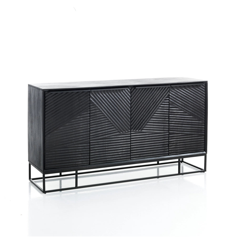 Madia 4 ante in legno massello tinto wengè cm. H.80 x L.150 x P.40