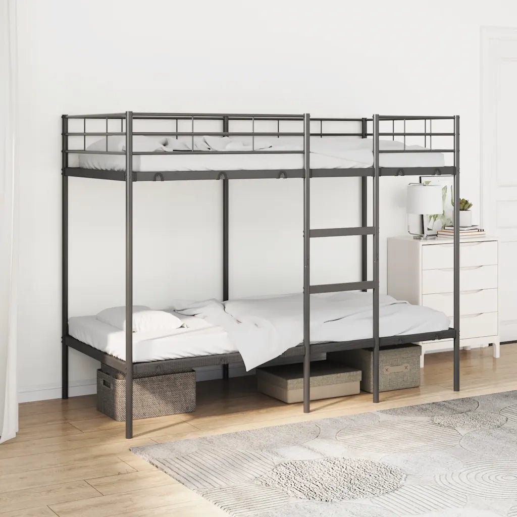 Letto a Castello senza Materasso Nero 100x190 cm in Acciaio 42000323