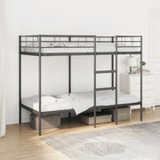 Letto a Castello senza Materasso Nero 100x190 cm in Acciaio 42000323