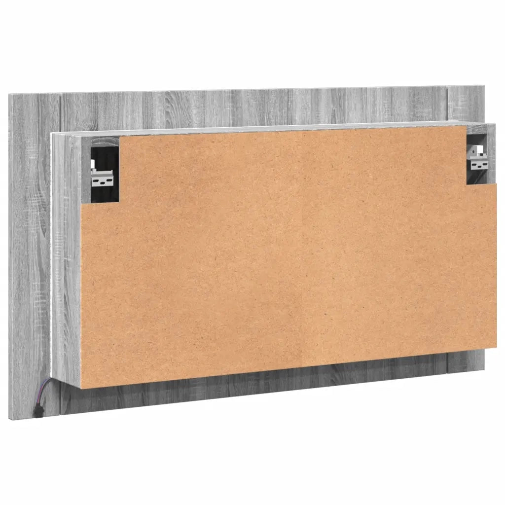 Mobiletto con specchio a LED in stile scandinavo moderno per il bagno 80 x 12 x 45 cm in legno composito grigio 02_0049283