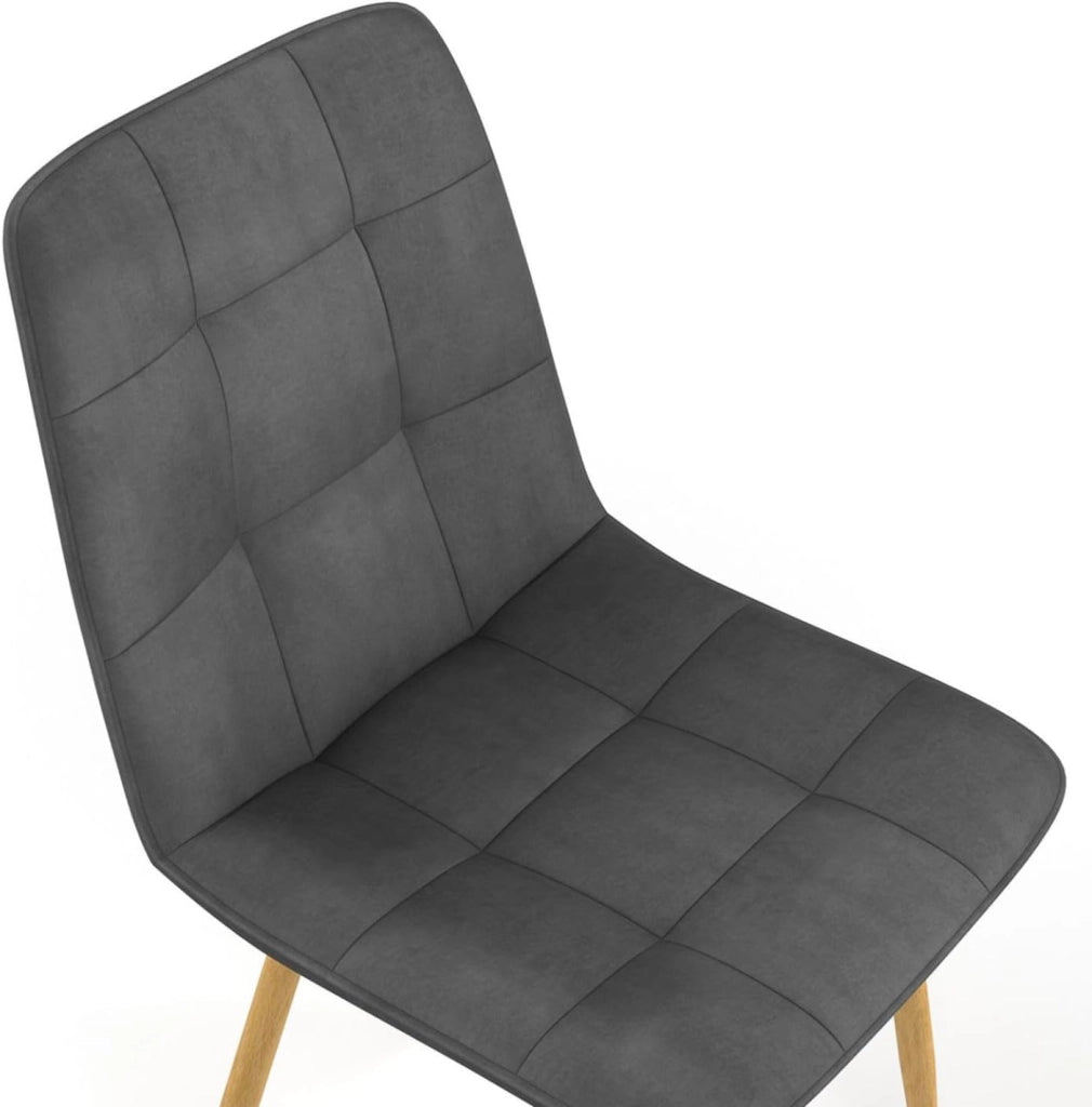 Set di 6 sedie da pranzo MILA in velluto grigio scuro con gambe effetto legno