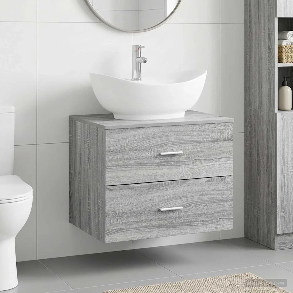 Set di mobili per il bagno Sonoma grigio Legno ingegnerizzato 3404403
