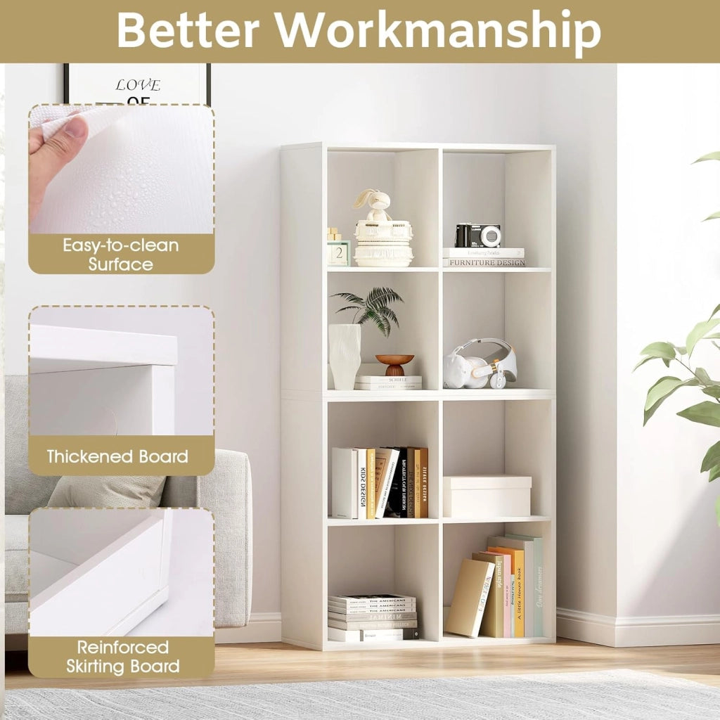 Libreria con cubi aperti 2/3/4/6, libreria compatta combinabile, con protezione antiribaltamento, moderna mensola modulare per soggiorno, studio, bianco (69,5 x 33 x 69,5 cm)