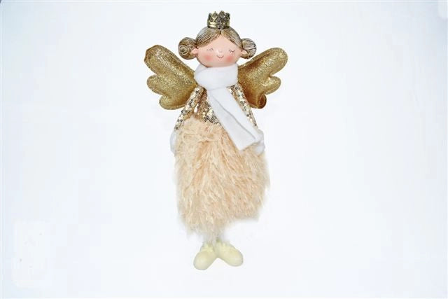 Angelo Decorativo Natalizio in Stoffa Oro 34 cm