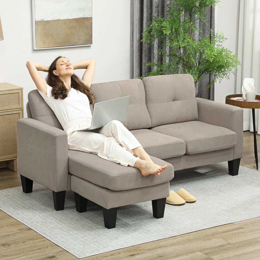 Divano angolare 3 posti con chaise longue reversibile ¨C zephmum ¨C beige, tessuto, 90x