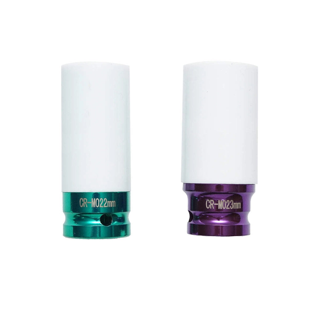 Set di 2 chiavi tubolari per dadi ruota 1/2 di impatto con protezione, 22 mm e 23 mm, Breckner Germany