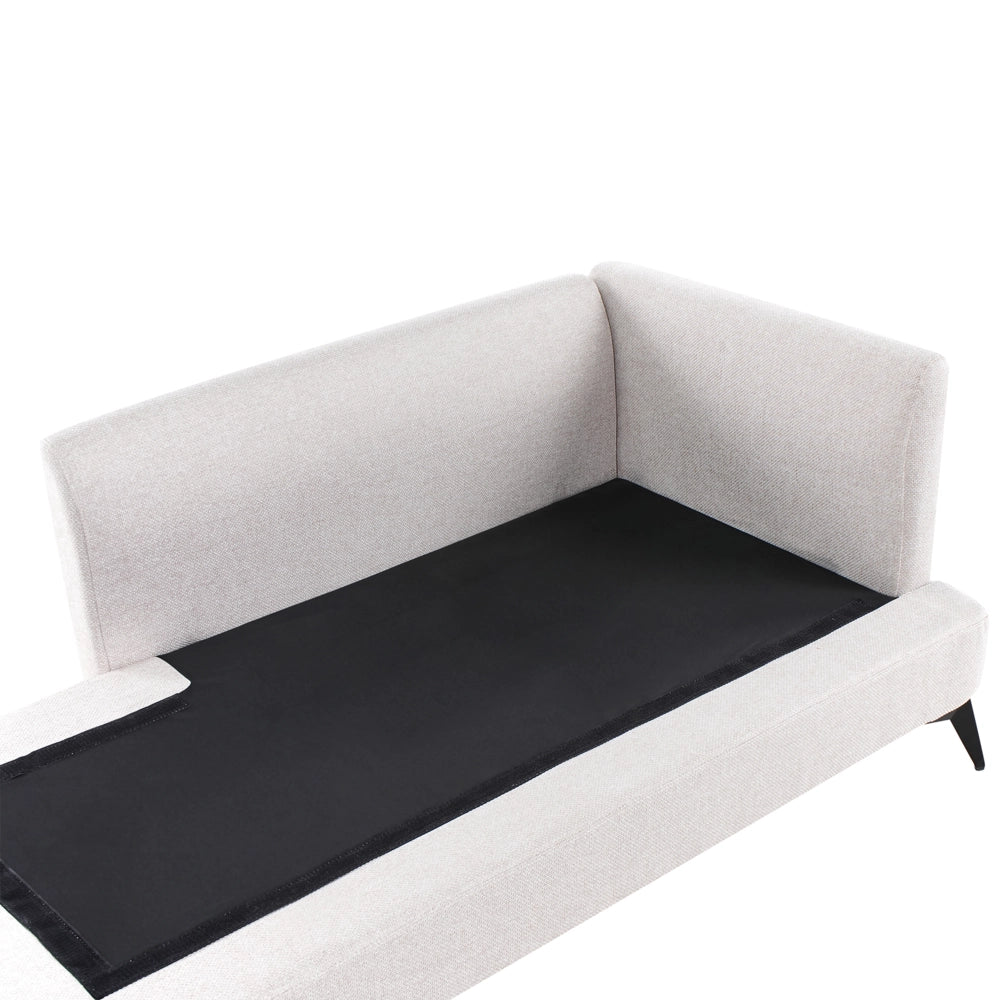 Chaise Lounge Beige Chiaro Rivestimento in tessuto poliestere lato destro con cuscino decorativo Gambe in metallo Soggiorno di design moderno