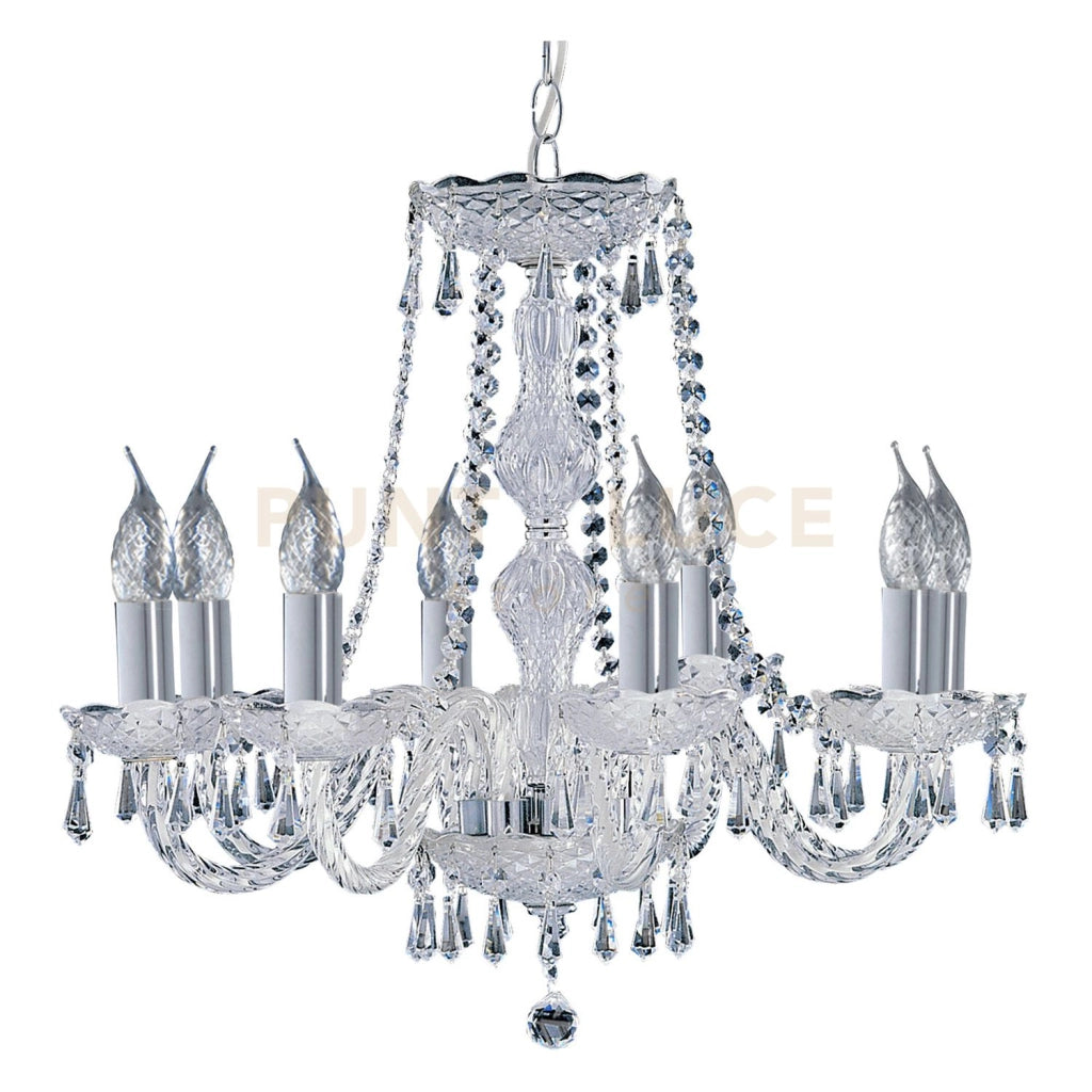 Lampadario Hale 8Lt - Metallo cromato e cristallo trasparente
