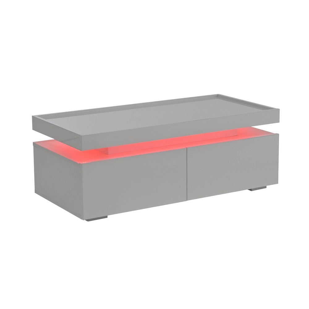 Tavolino da Caff¨¨ con LED e Cassetti ¨C MINIMAL ¨C Bianco Lucido, Design Moderno