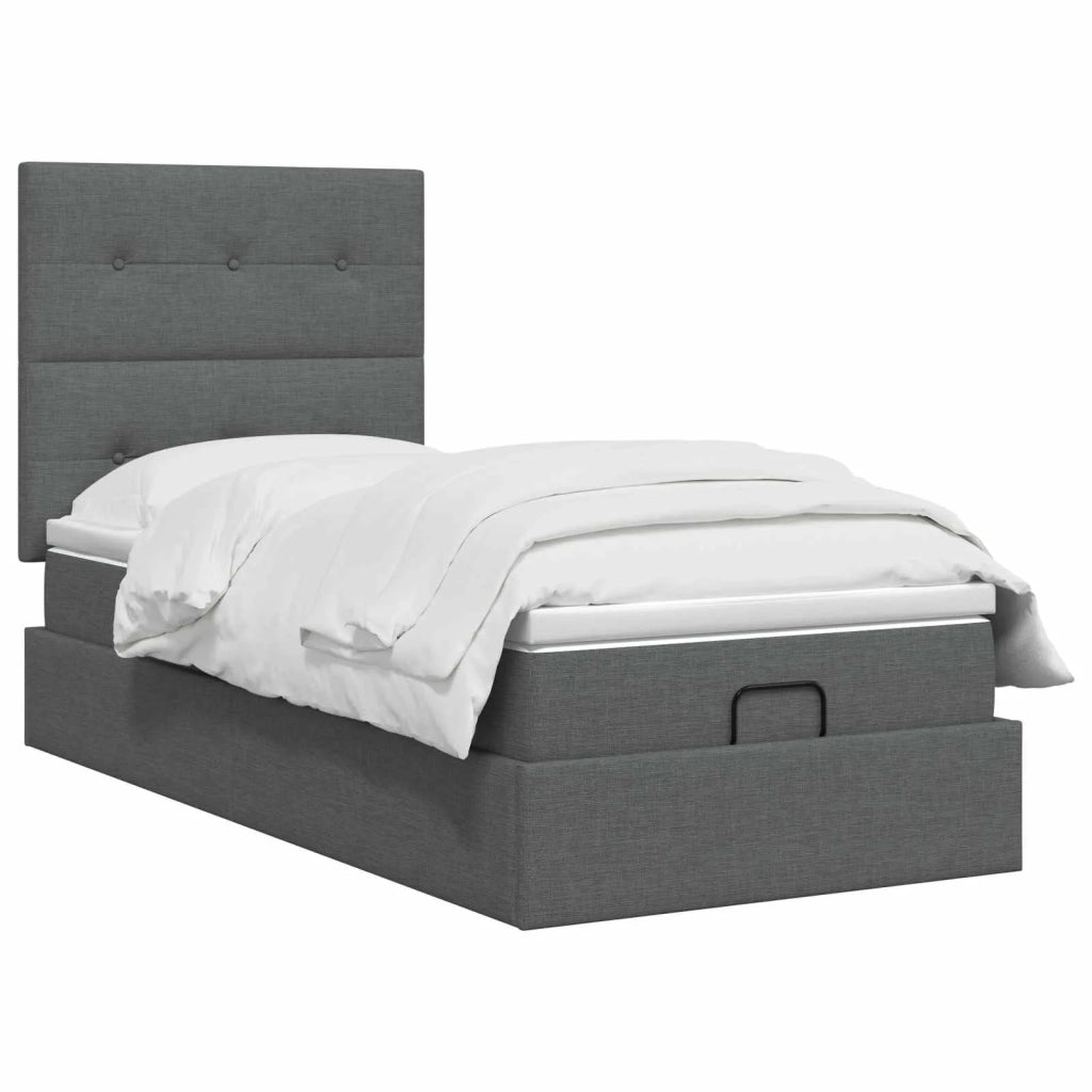 Letto Ottomano con Materasso e LED Grigio Scuro 90 x 200 cm 3458042