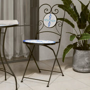 Sedie da BistrÃ² Pieghevoli 2 pz Blu e Bianco in Ceramica
