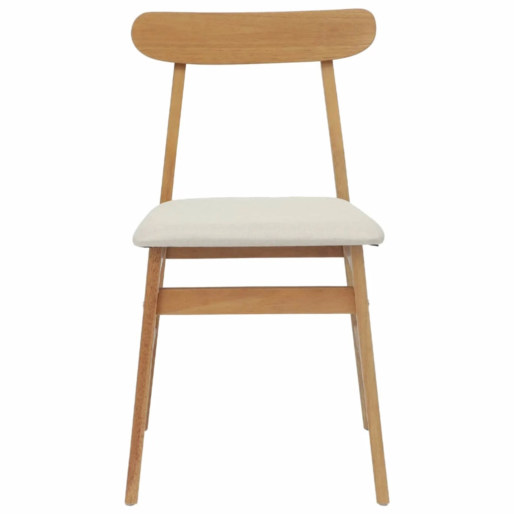 Sedia da pranzo 2 pcs Naturale e chiaro Legno di gomma solido