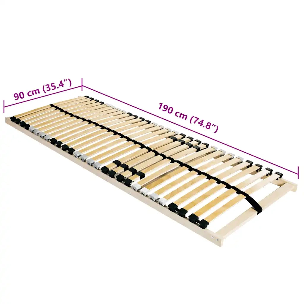 vidaXL Base a doghe Marrone 90 x 190 cm Legno massello di faggio