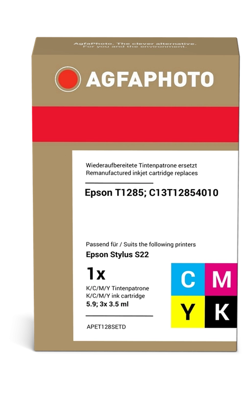 ORIGINAL Agfa Photo Multipack nero / ciano / magenta / giallo APET128SETD T1285BK,C,M,Y ~820 Seiten Agfa Photo T1285 (T1281 - T1284) C13T12854010