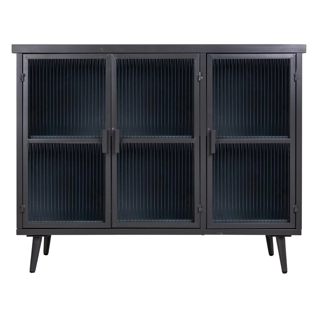 Credenza in metallo nero e legno 102x33x79,5h
