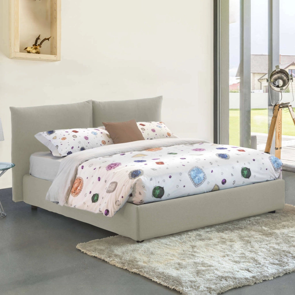 Letto Matrimoniale Alizarin, Letto Matrimoniale Sfoderabile Made in Italy, Beige