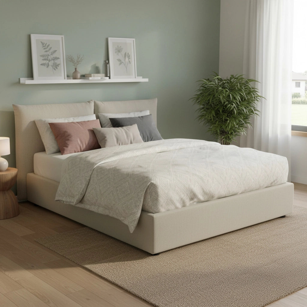 Letto Matrimoniale Alizarin, Letto Matrimoniale Sfoderabile Made in Italy, Beige