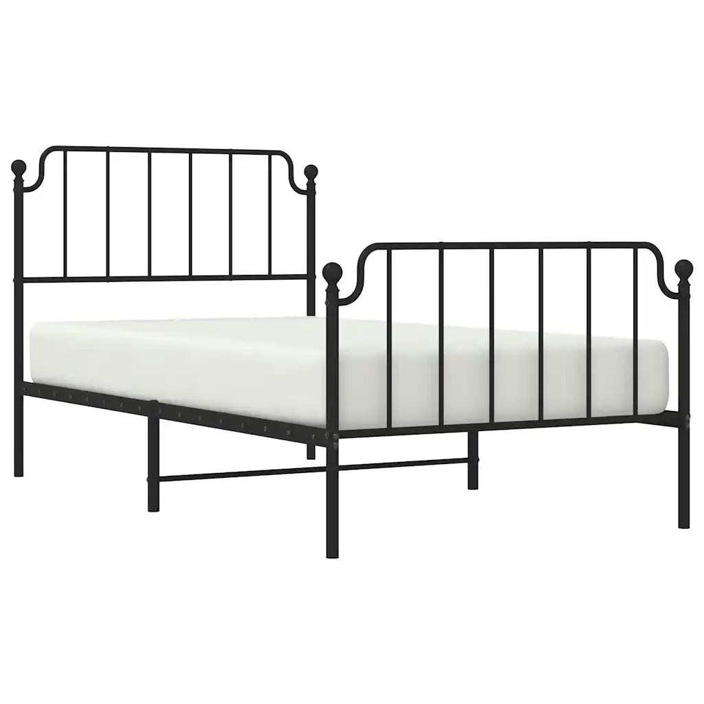 Giroletto con Testiera e Pediera Metallo Nero 100x200 cm 373900