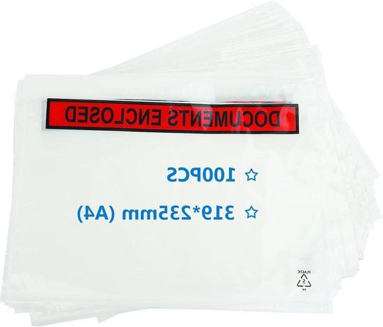 Documenti A4 trasparenti 319 x 235 mm custodie in plastica portafogli (100 pezzi)