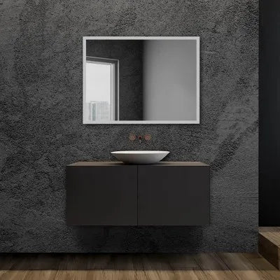 Specchio bagno 90x70 cm reversibile con cornice LED bianco naturale