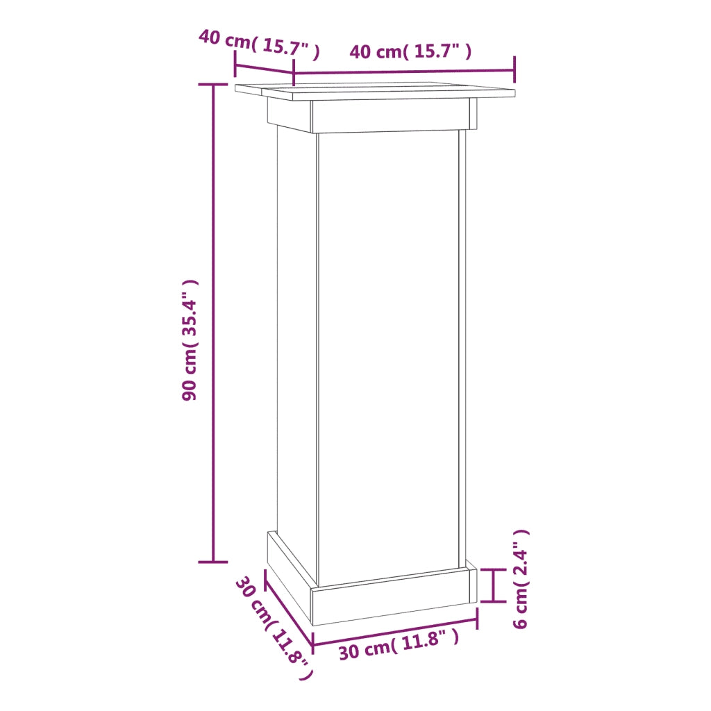 Supporto per Fiori Bianco 40x40x90 cm in Legno Massello di Pino