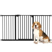 Cancellino per Cani a 3 Estensioni con Larghezza Regolabile fino a 147.5 cm e Chiusura Automatica, Nero