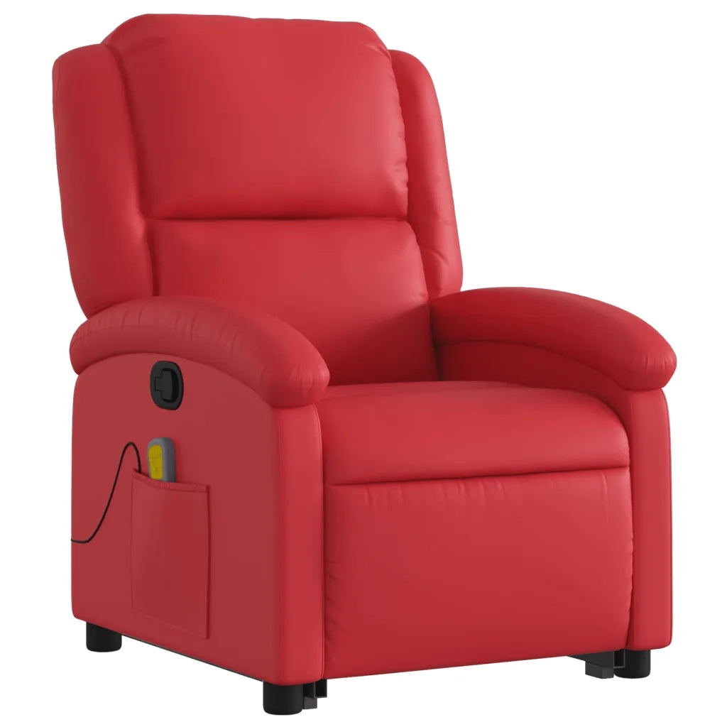 Poltrona Alzapersona Reclinabile Massaggio Rosso in Similpelle 3204238