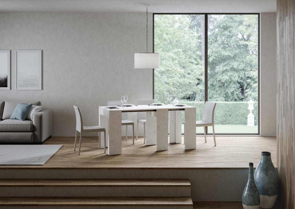 Consolle allungabile 78x47/299 cm Allex Bianco Spatolato