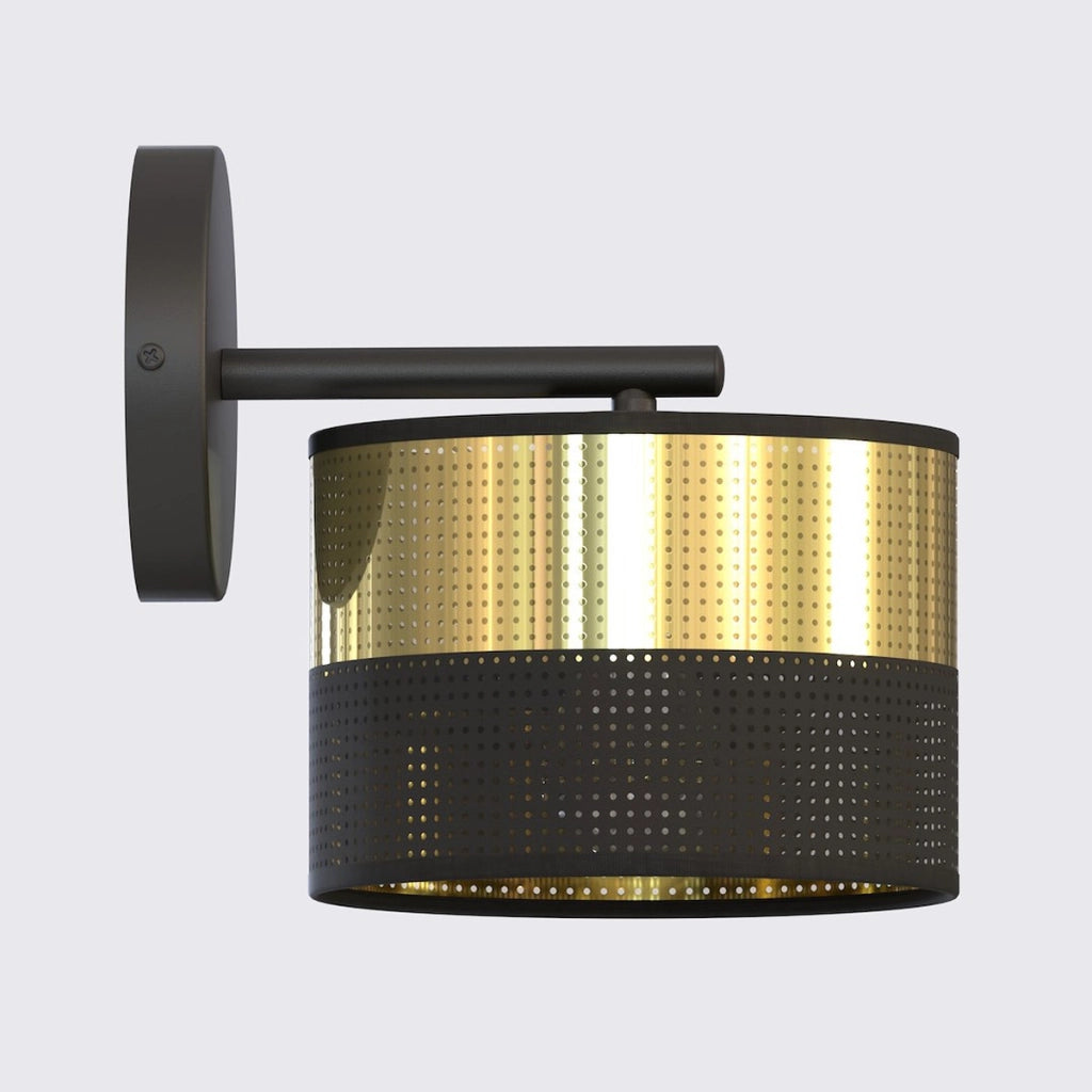 Lampada da parete LUX in acciaio nero e oro
