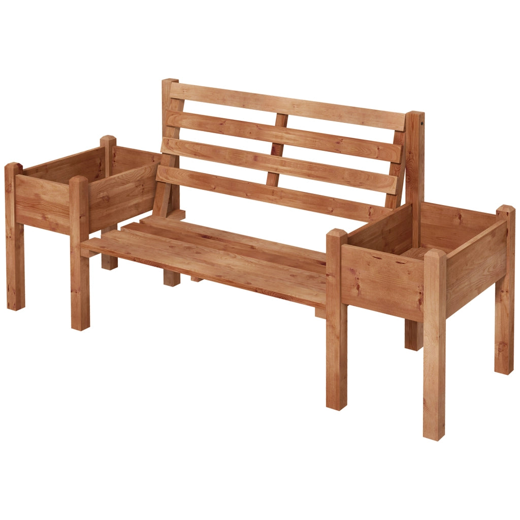 Panchina con Fioriere Integrate ¨C Xylo ¨C Legno Marrone 184x59x95 cm