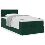 Pouf Letto con Materasso Verde Scuro 120x190 cm Velluto 3311690