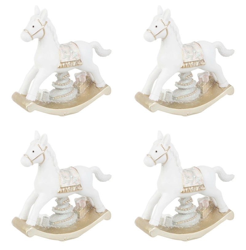 Cavalluccio a Dondolo Bianco Decorazione Natalizia Elegante Addobbi Casa Natale