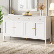 Credenza 160x40x82 cm con 2 cassetti e 4 ante in MDF bianco