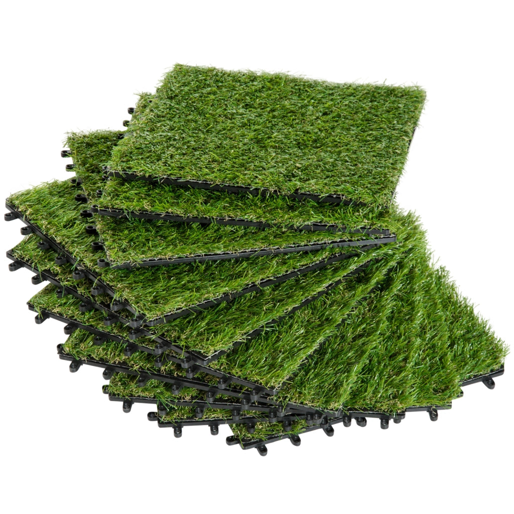 Tappeto erba sintetica 10 pezzi ¨C zephmum ¨C 30x30 cm verde scuro