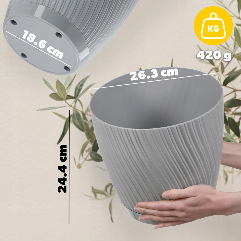 Vaso da fiori KADAX con supporto, coperchio, ciotola rotonda, 27 cm, grigio