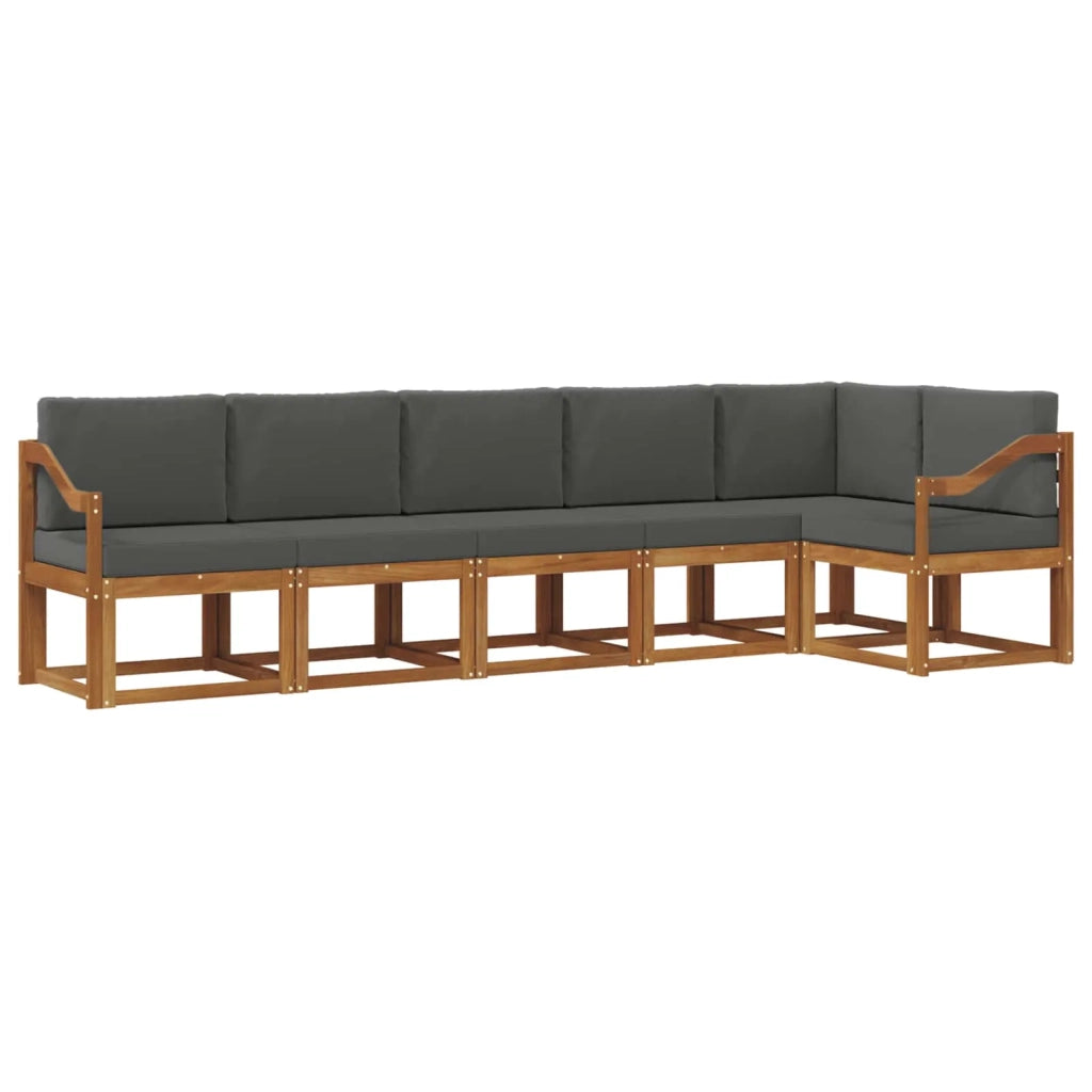 Set di divani da esterno con cuscino 6 pcs Naturale e Antracite