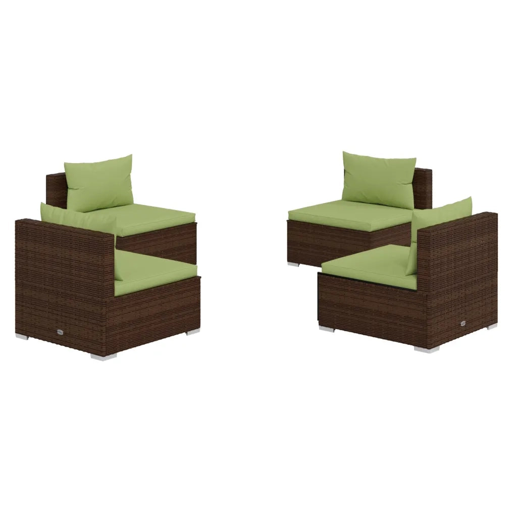 Set Divani da Giardino 4 pz con Cuscini in Polyrattan Marrone 3101532