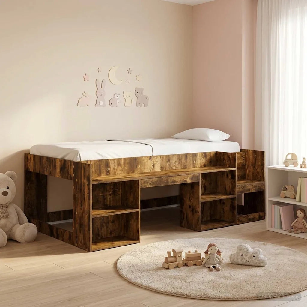 Telaio del letto | Letto per Bambini con storage Rovere Fumo 75 x 190 cm