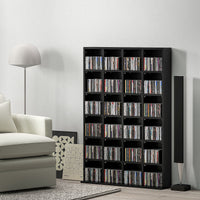Mobile Porta CD 89x20x130.5 cm con Ripiani Regolabili per 456 CD o 336 DVD 24 Scomparti Nero