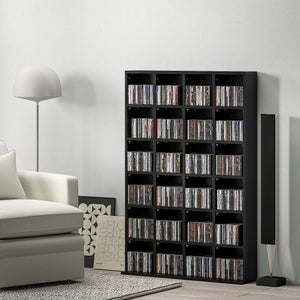 Mobile Porta CD 89x20x130.5 cm con Ripiani Regolabili per 456 CD o 336 DVD 24 Scomparti Nero