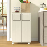 Mobile Raccolta Differenziata 2 Ante con Ruote ¨C Xylo ¨C Legno Chiaro, 46.7x35x80 cm